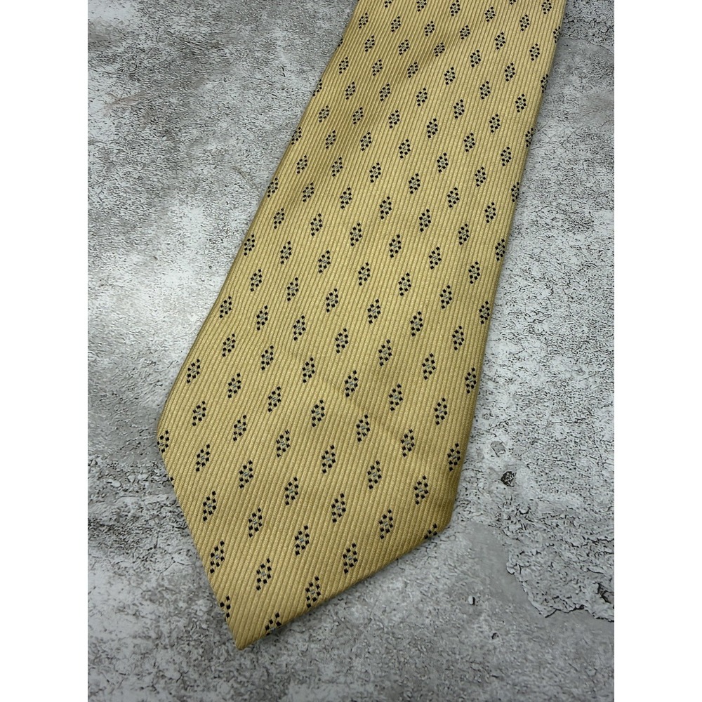 Nat Nast Silk Tie Mens One Size Gold Geometric‎ Pointed Made In USA Necktie
